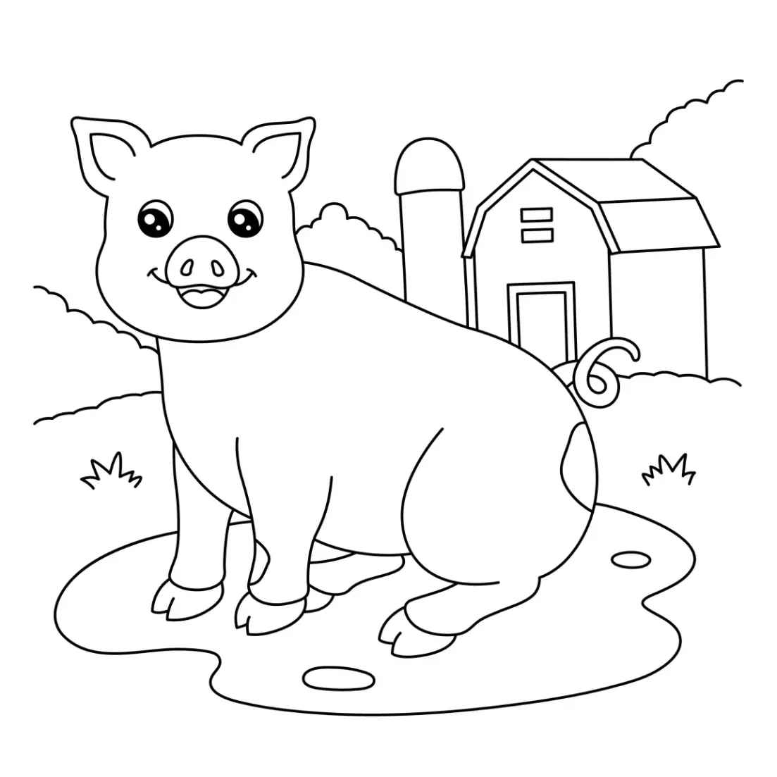 Free Pig Picture To Color In