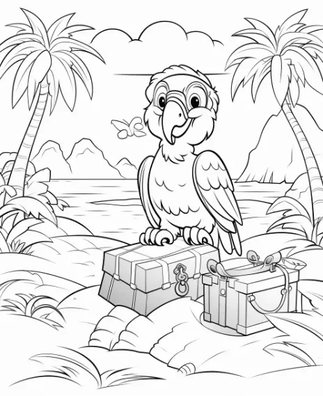 Free Pirate Parrot Picture To Color In