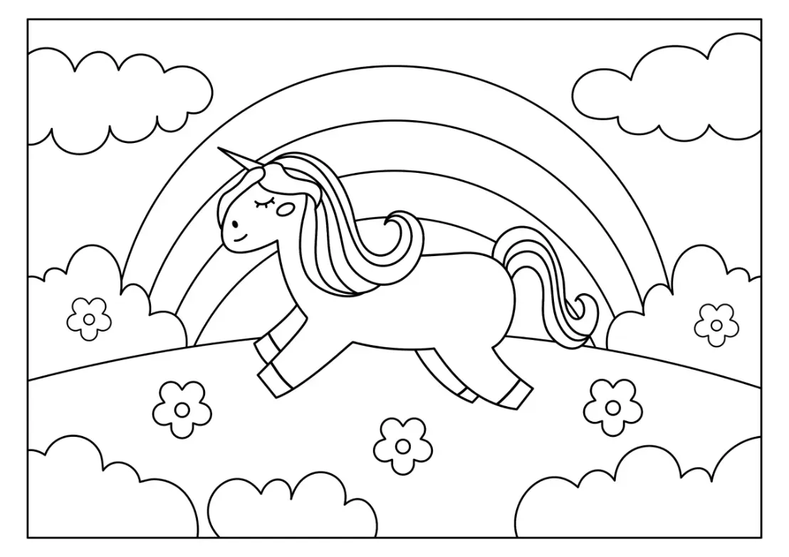 Free Rainbow Picture To Color In