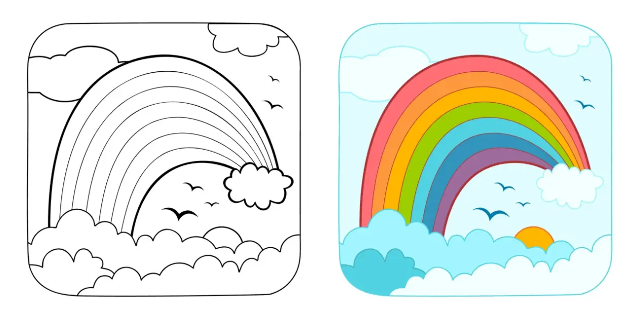 Free Rainbow Picture To Color In