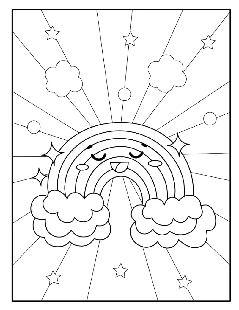 Free Rainbow Picture To Color In