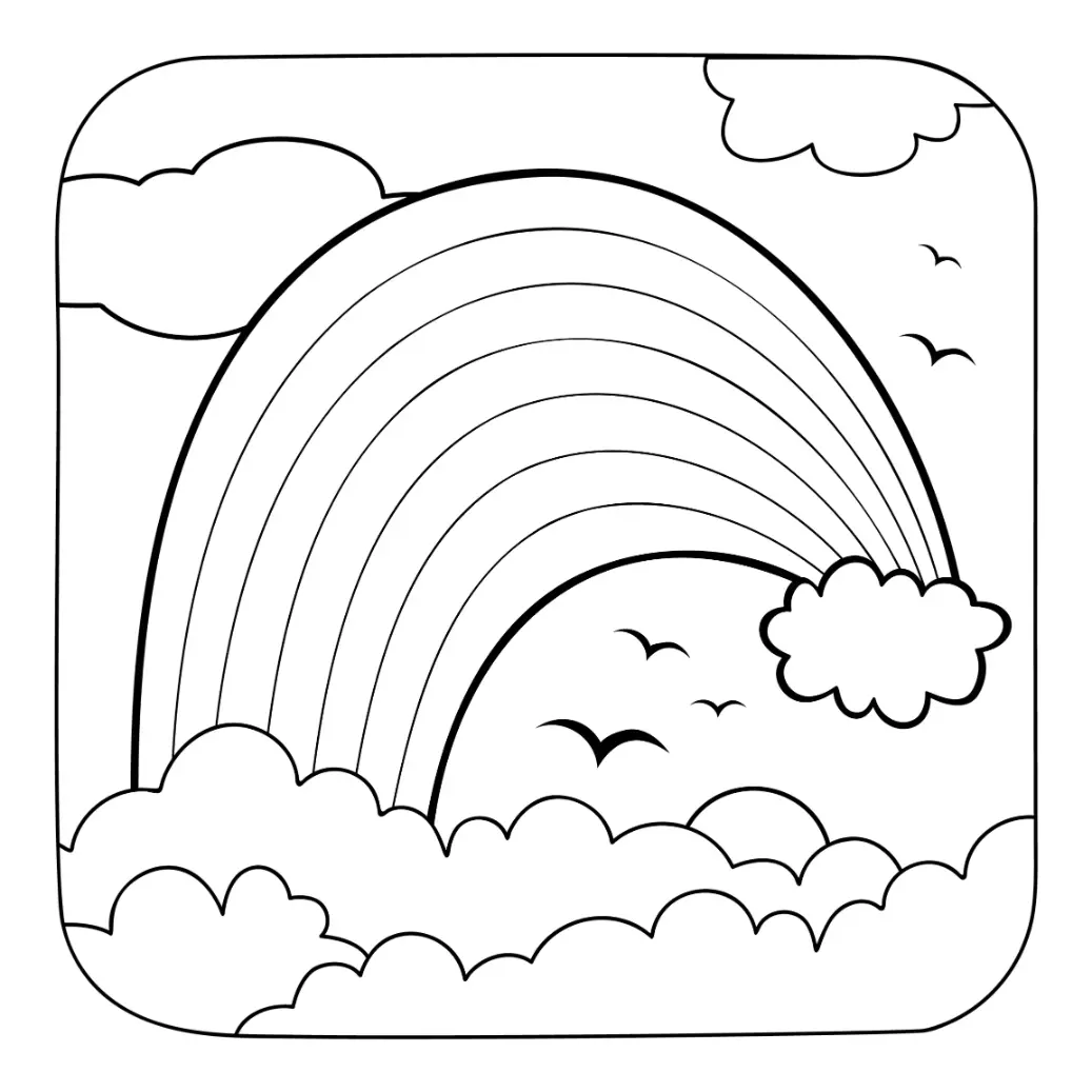 Free Rainbow Picture To Color In