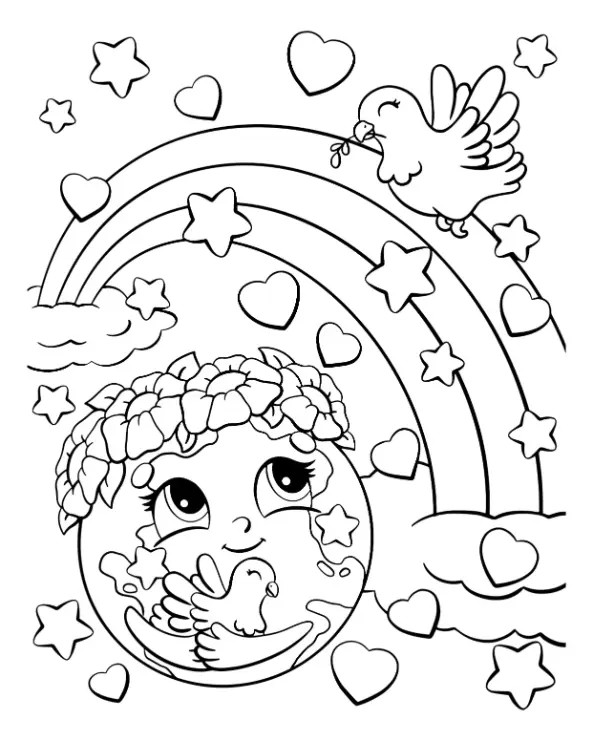 Free Rainbow Picture To Color In