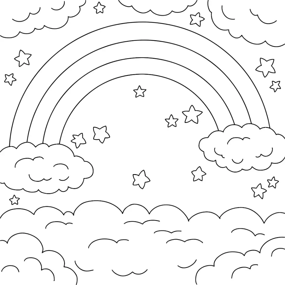 Free Rainbow Picture To Color In