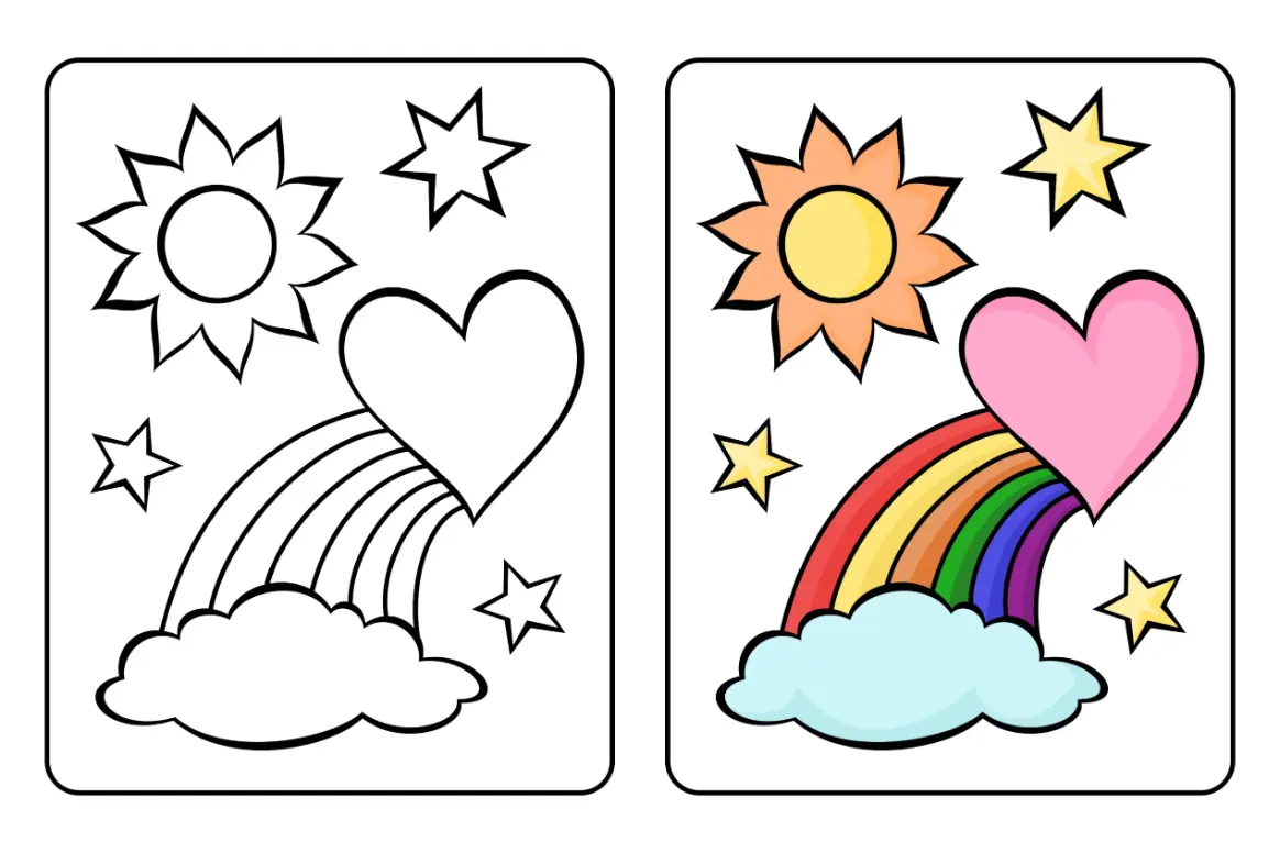 Free Rainbow Picture To Color In