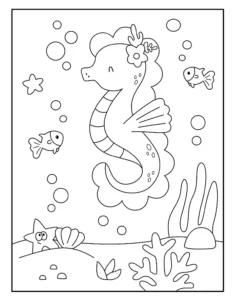 Free Seahorse Picture To Color In