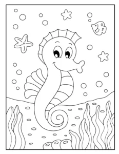 Free Seahorse Picture To Color In