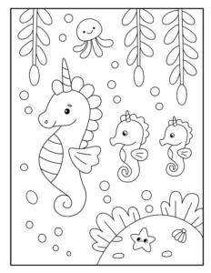 Free Seahorse Picture To Color In