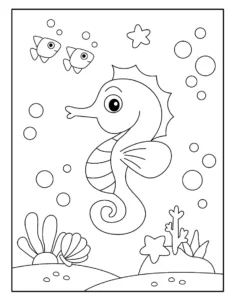 Free Seahorse Picture To Color In