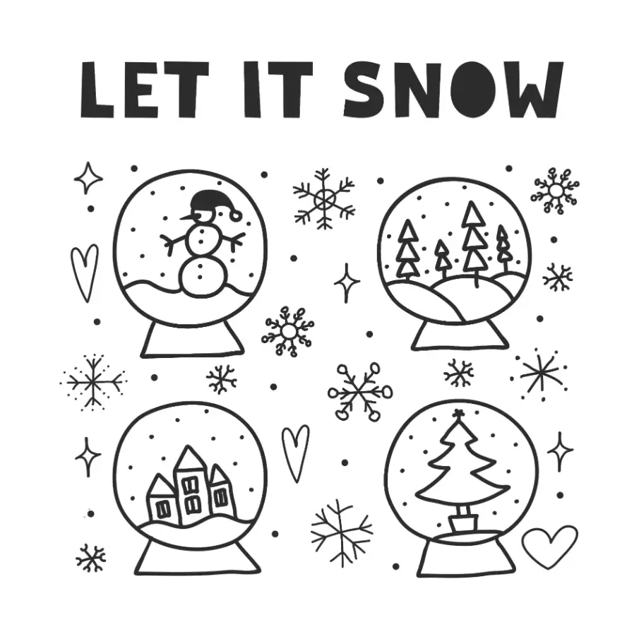 Free Snow Globe Picture To Color In