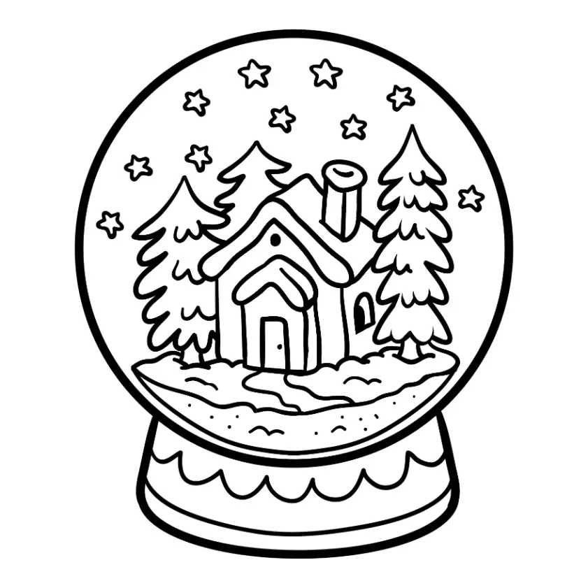 Free Snow Globe Picture To Color In