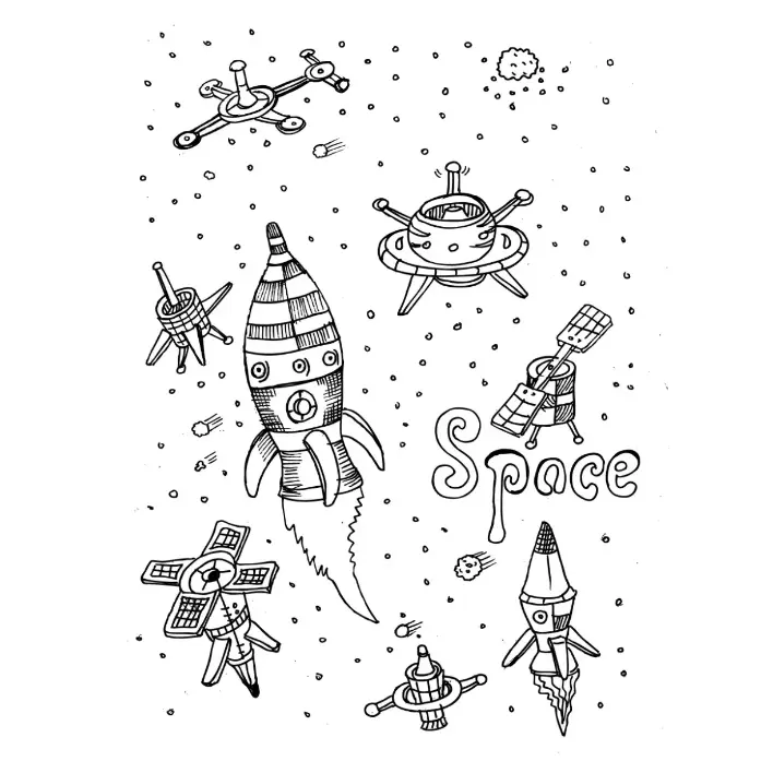 Free Space And Planets Picture To Color In