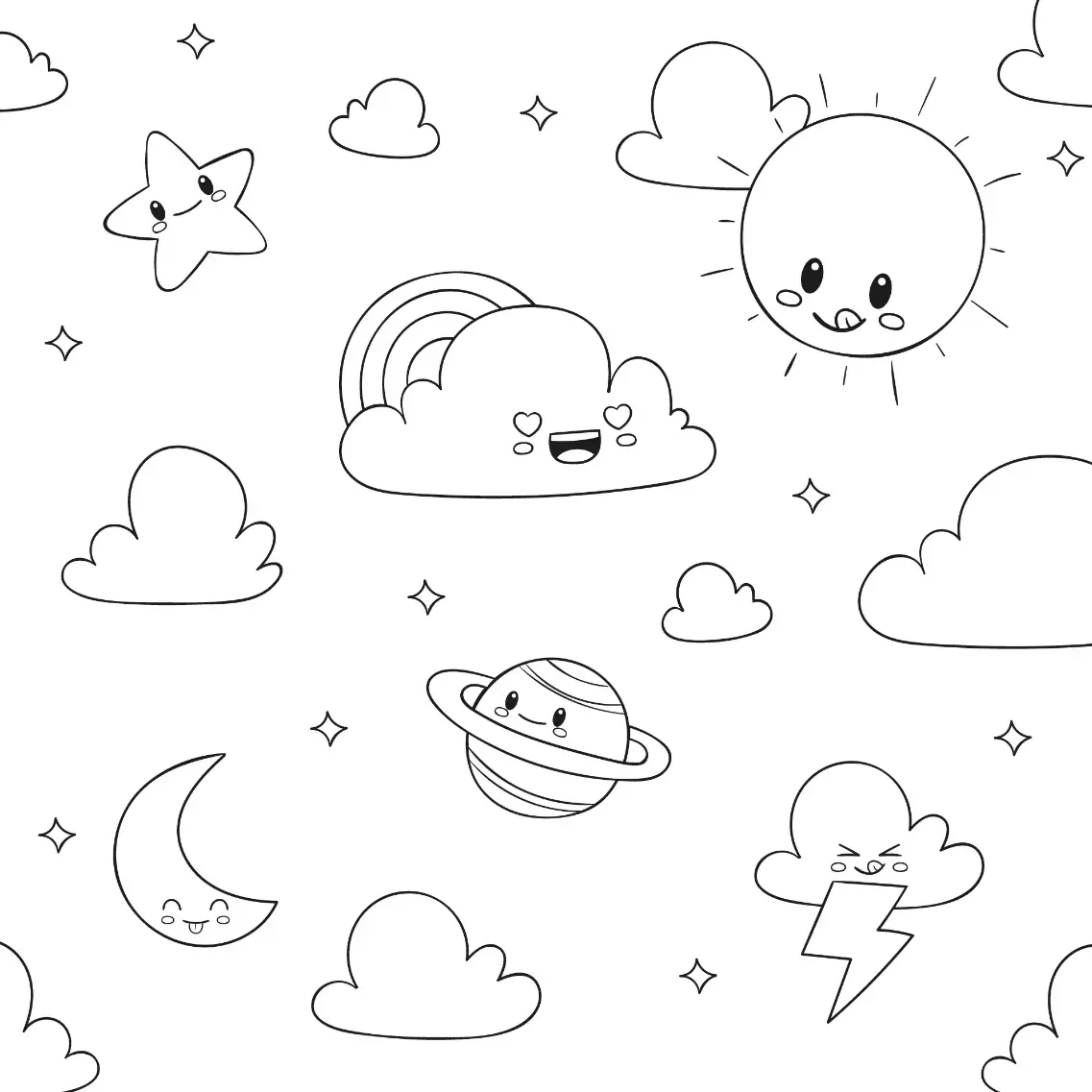 Free Space And Planets Picture To Color In