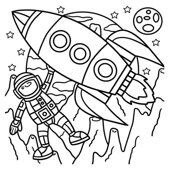 Free Space And Planets Picture To Color In