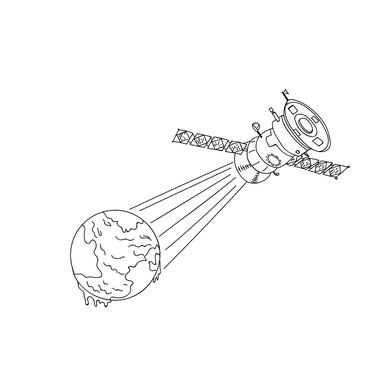 Free Space And Planets Picture To Color In