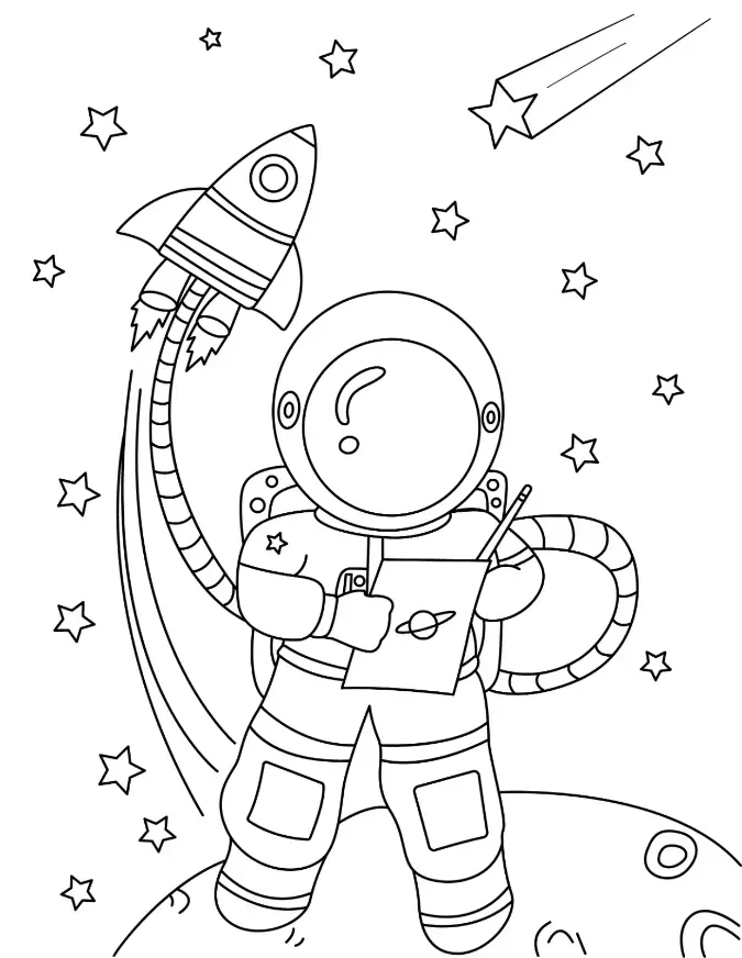 Free Space And Planets Picture To Color In