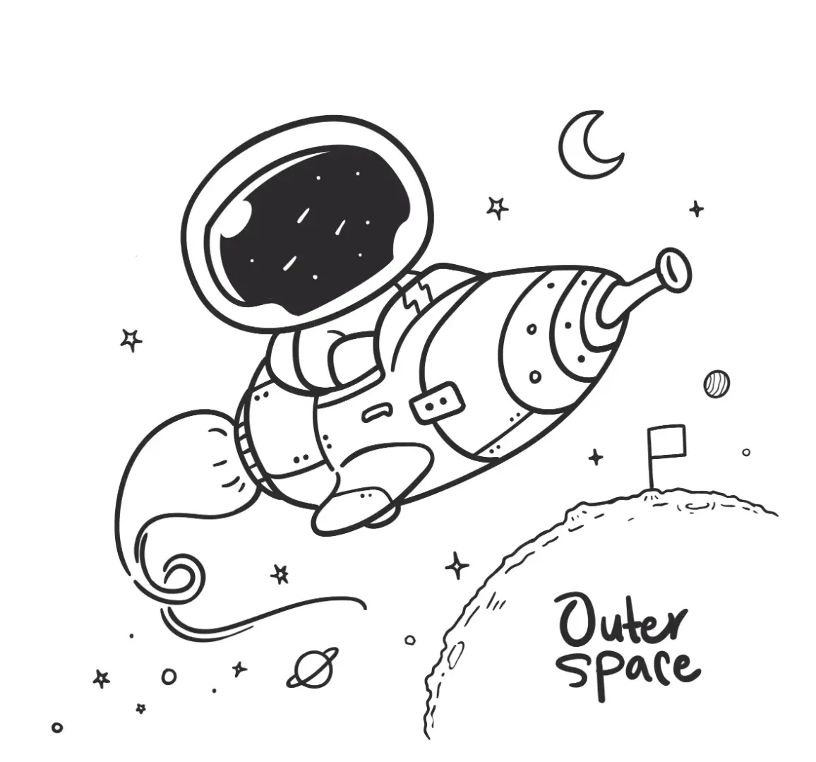 Free Space And Planets Picture To Color In