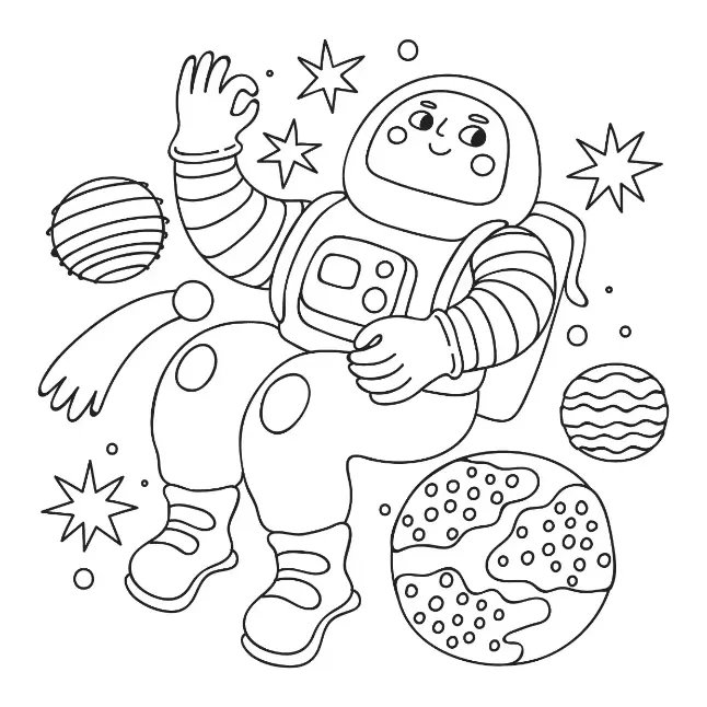 Free Space And Planets Picture To Color In