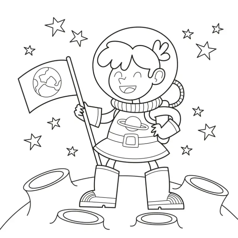 Free Space And Planets Picture To Color In