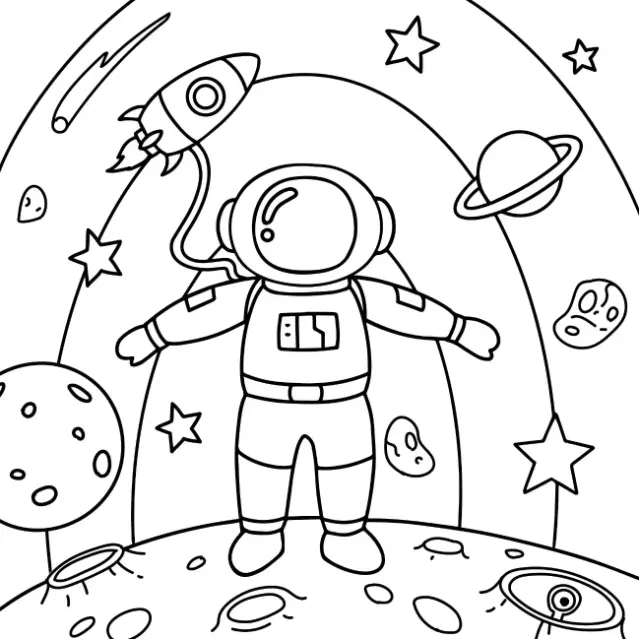 Free Space And Planets Picture To Color In