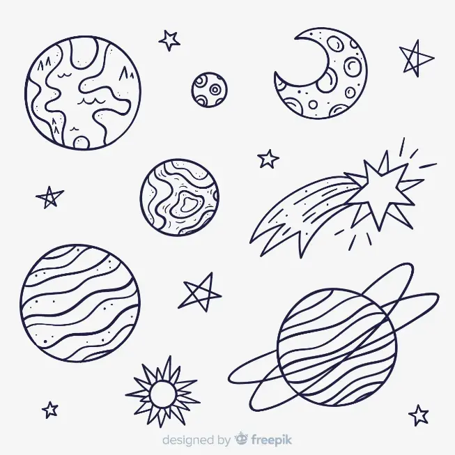 Free Space And Planets Picture To Color In