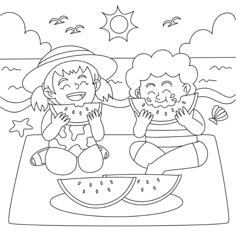 Free Summer Picture To Color In