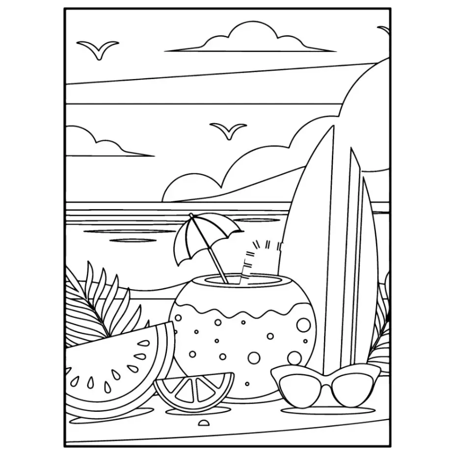 Free Summer Picture To Color In