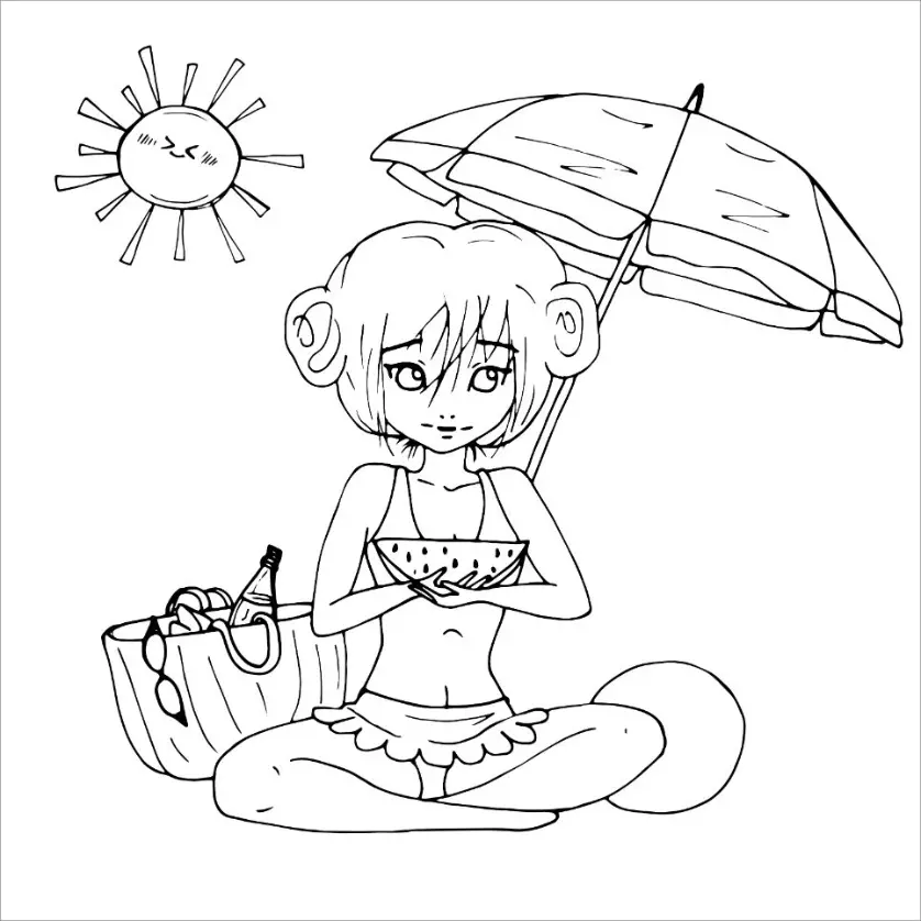 Free Summer Picture To Color In