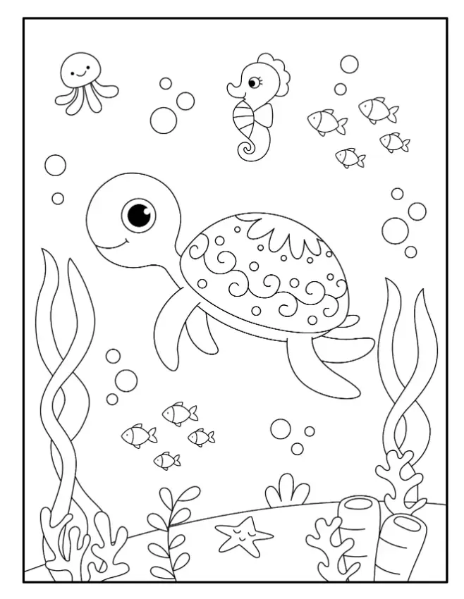 Free Turtle Picture To Color In